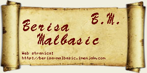Beriša Malbašić vizit kartica